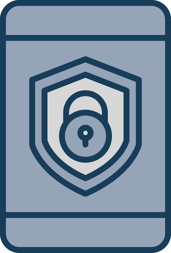 Security mobile Lock Line Filled Grey Icon vector