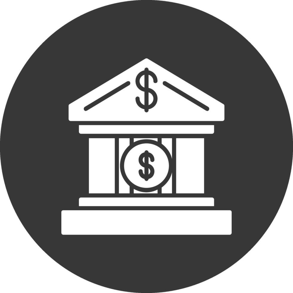 banco cuenta glifo invertido icono vector