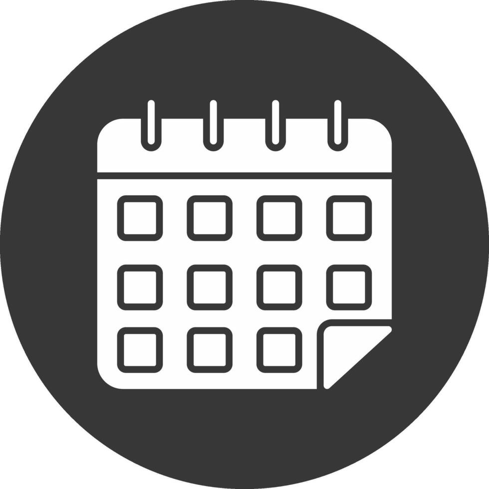 Calendar Glyph Inverted Icon vector