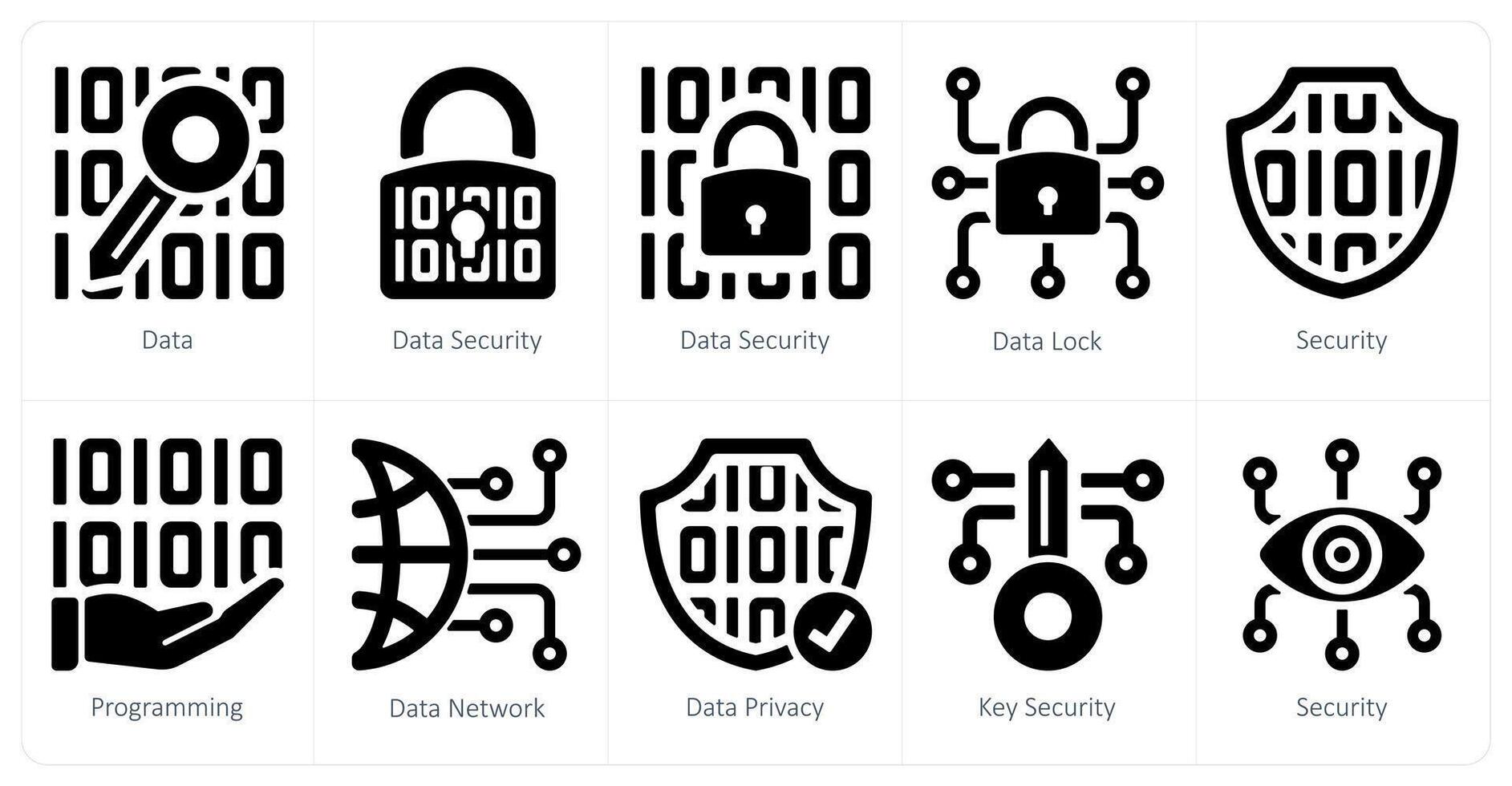 un conjunto de 10 seguridad íconos como datos, datos seguridad, datos bloquear vector