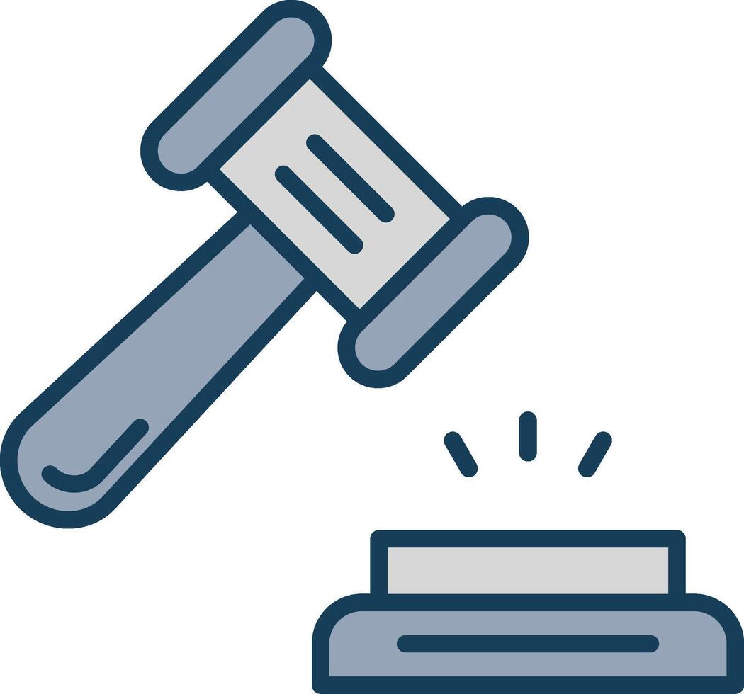 Hammer Line Filled Grey Icon vector