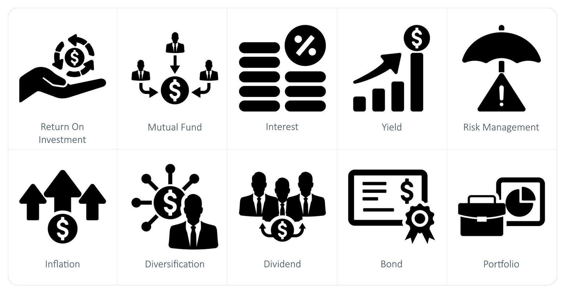 un conjunto de 10 inversión íconos como regreso en inversión, mutuo fondo, interesar vector