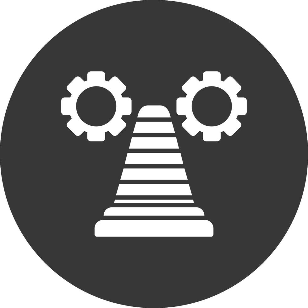 Traffic Cone Glyph Inverted Icon vector