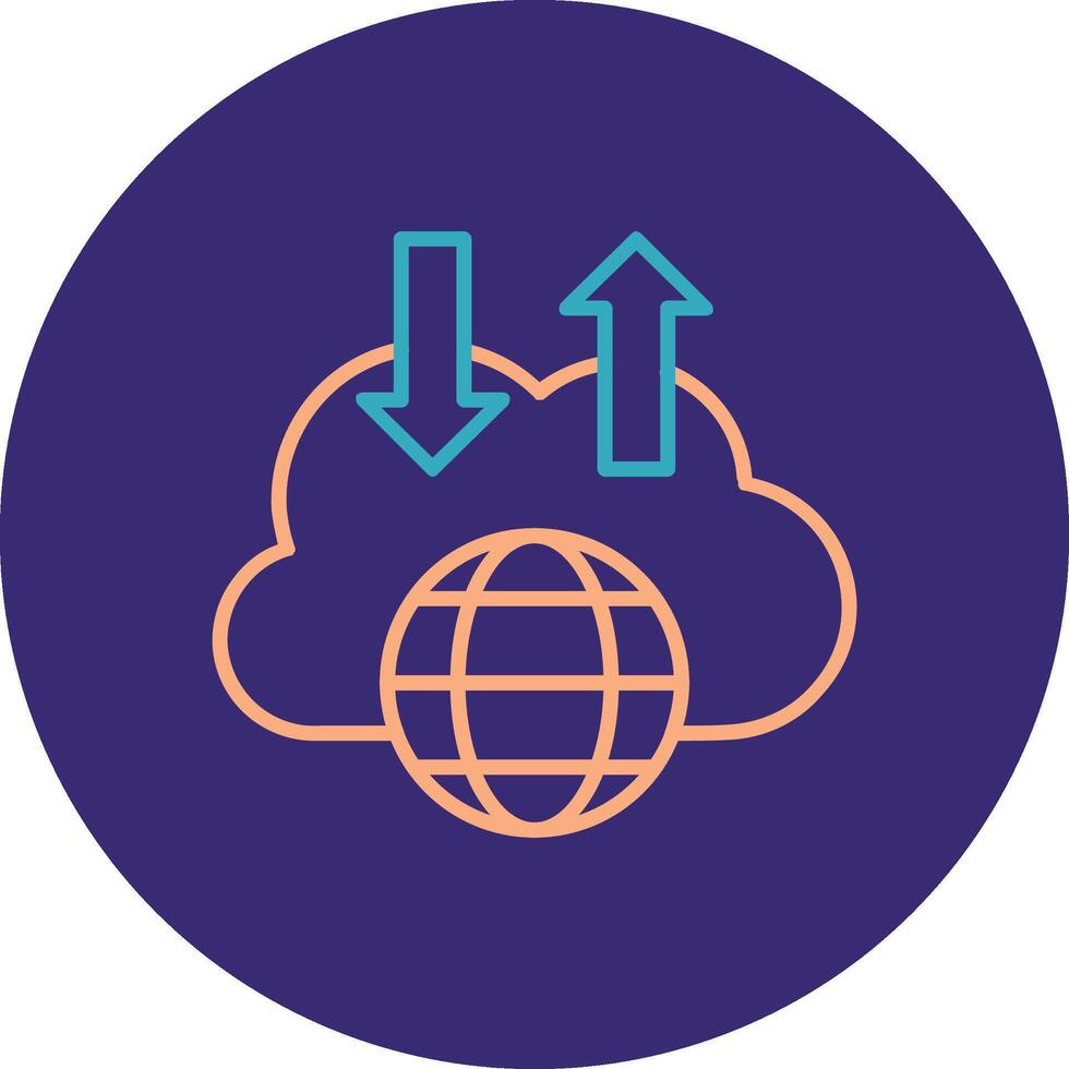Cloud Line Two Color Circle Icon vector