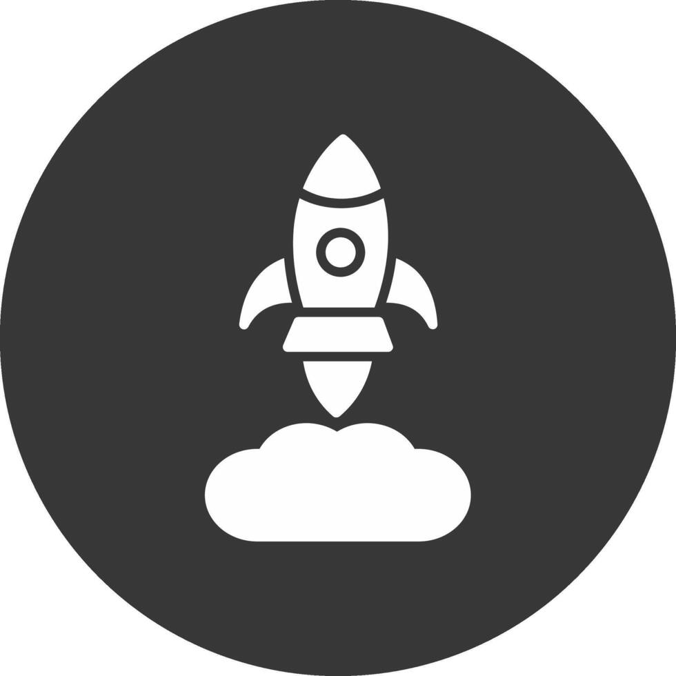 Rocket Launch Glyph Inverted Icon vector