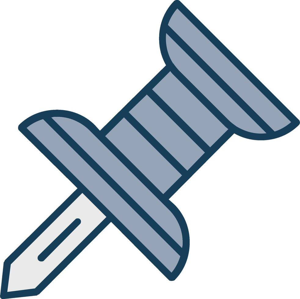 Push Pin Line Filled Grey Icon vector