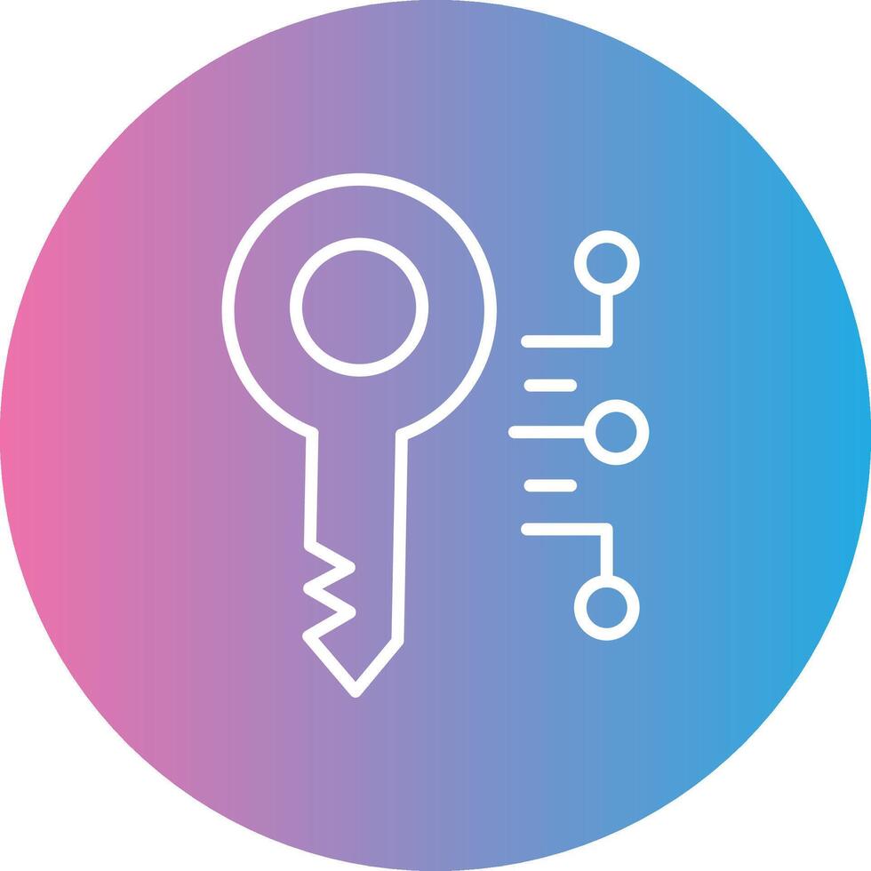 Digital Key Line Gradient Circle Icon vector