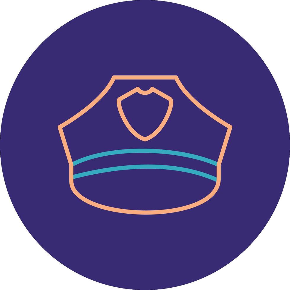 Police Hat Line Two Color Circle Icon vector