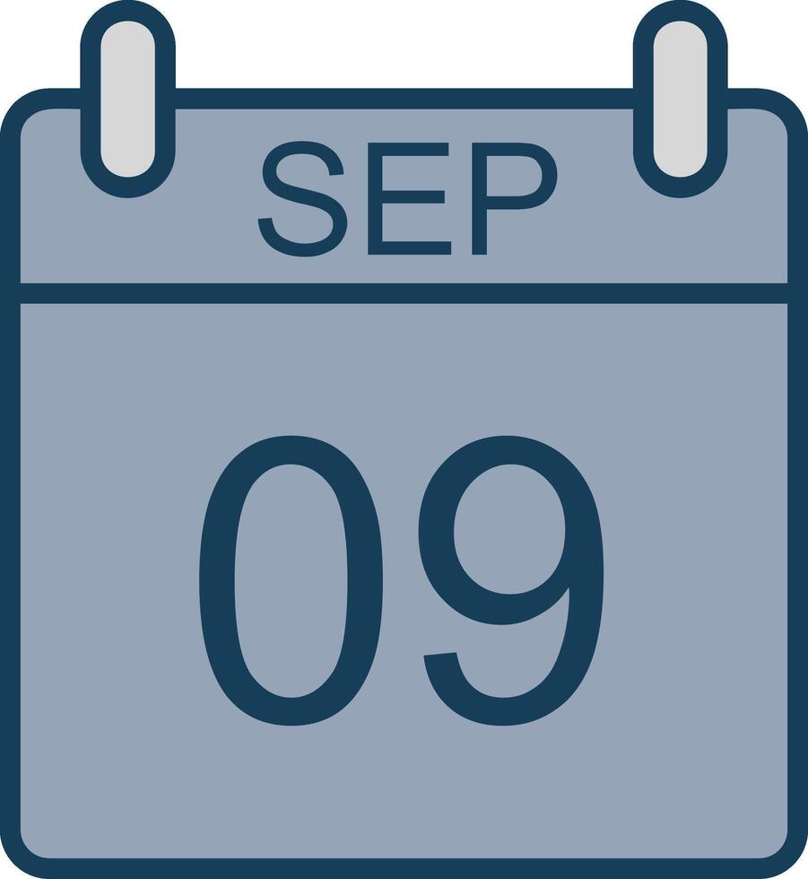 septiembre línea lleno gris icono vector