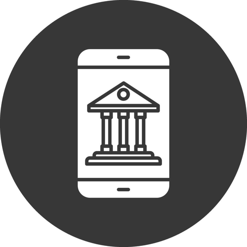 Mobile Banking Glyph Inverted Icon vector