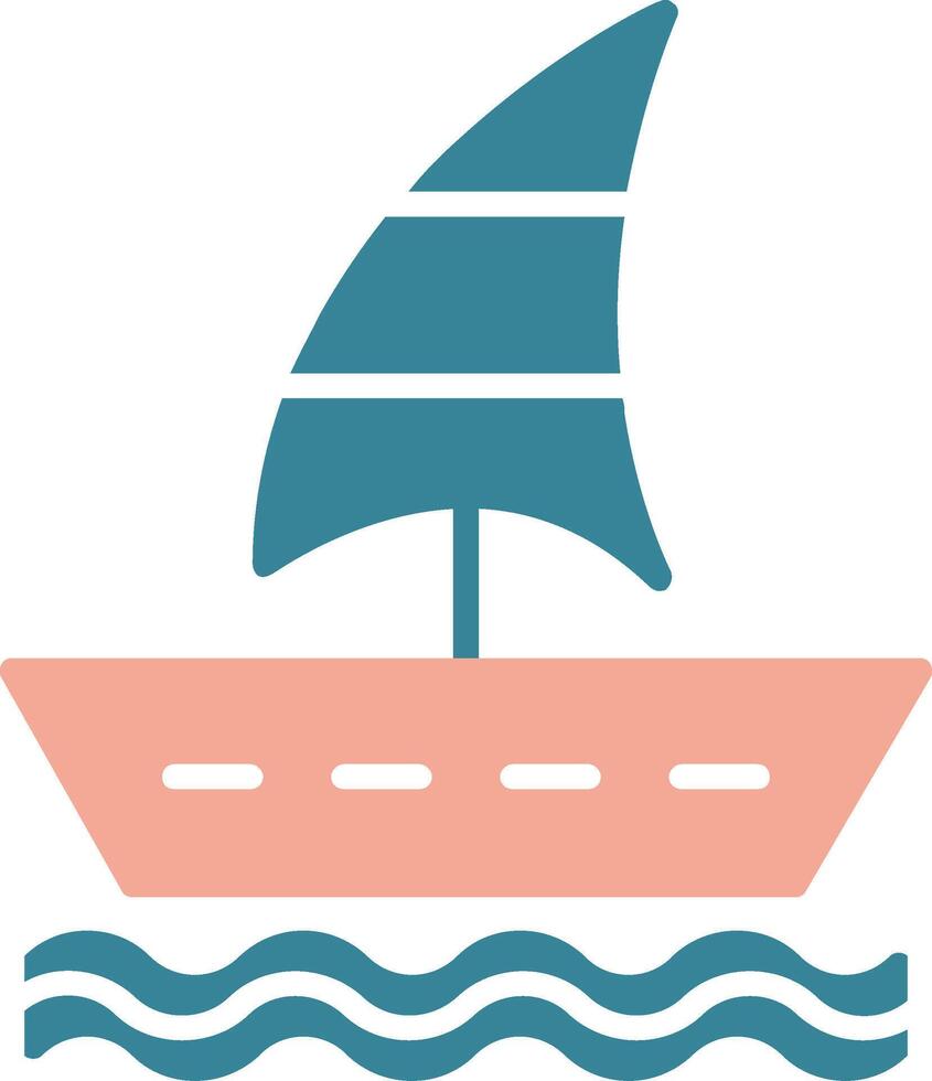 glifo de barco de vela icono de dos colores vector