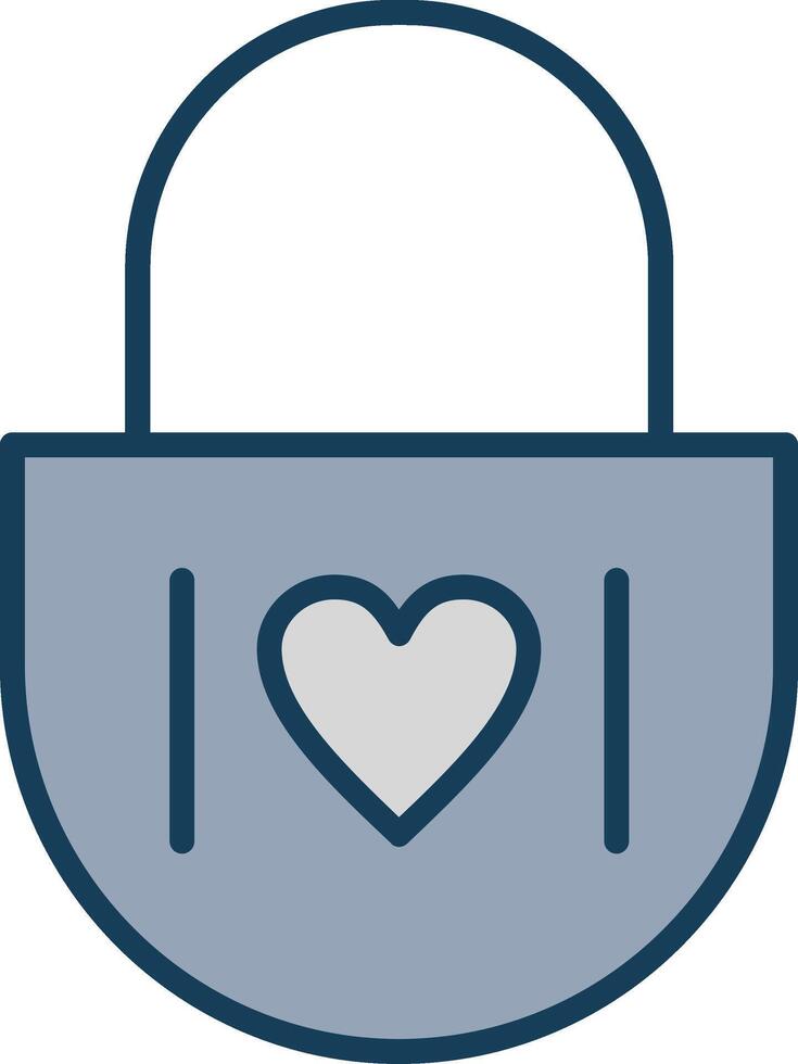 Heart Lock Line Filled Grey Icon vector