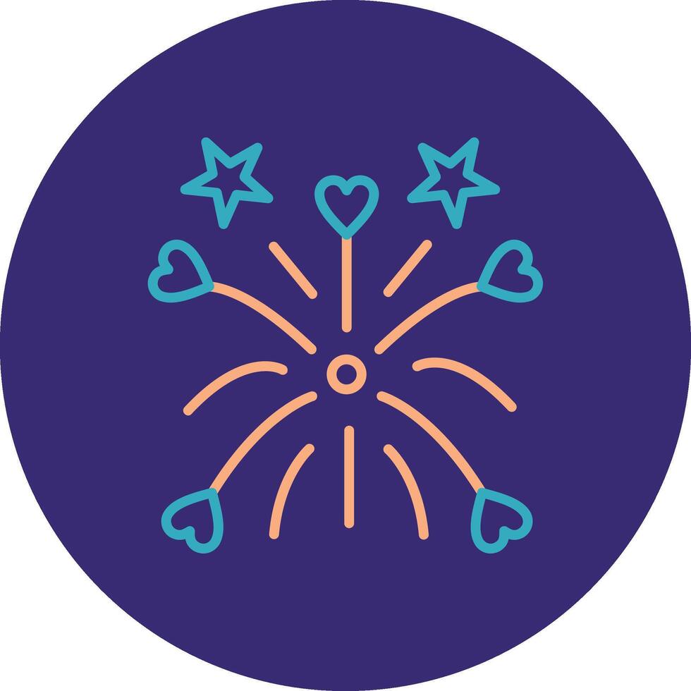 Fireworks Line Two Color Circle Icon vector