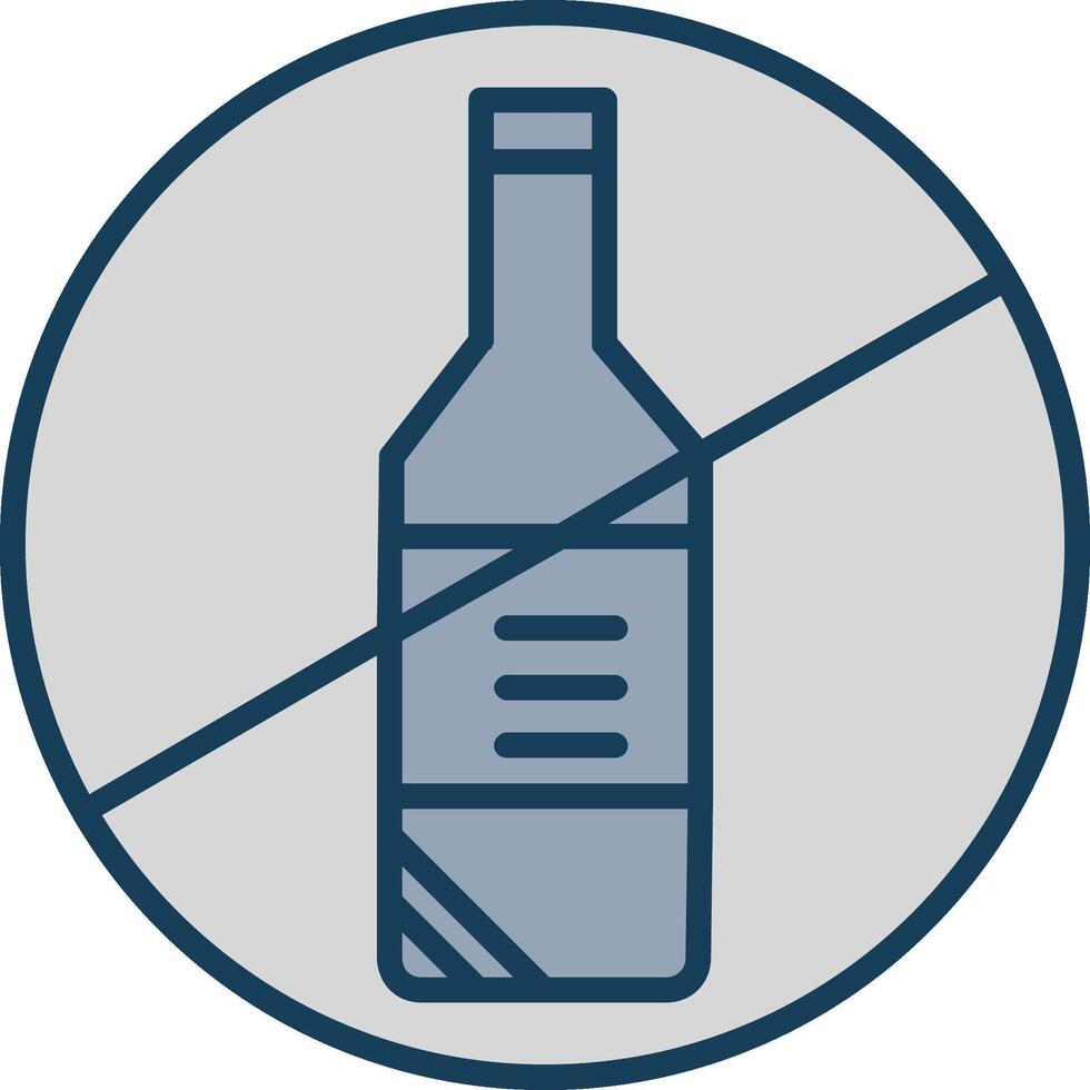 No Alcohol Line Filled Grey Icon vector