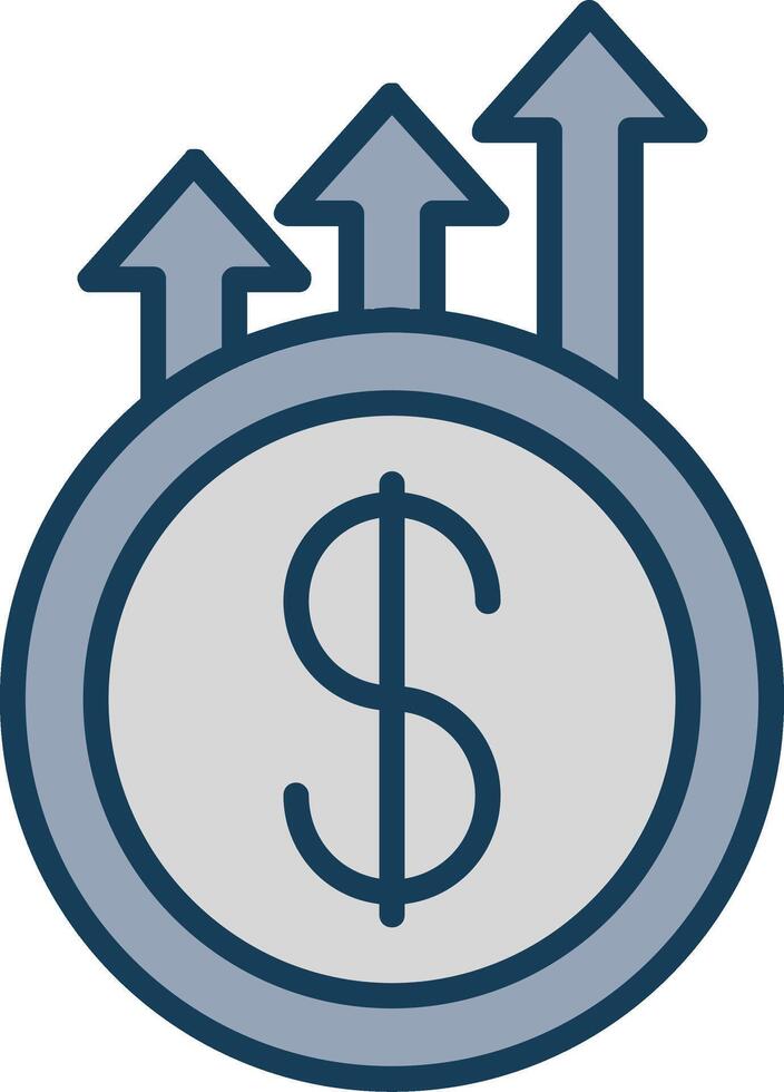 Earning Growth Line Filled Grey Icon vector