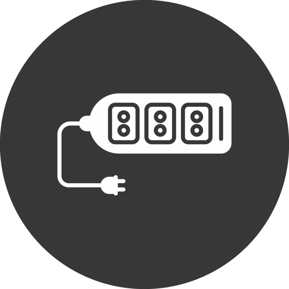 Extension Cable Glyph Inverted Icon vector