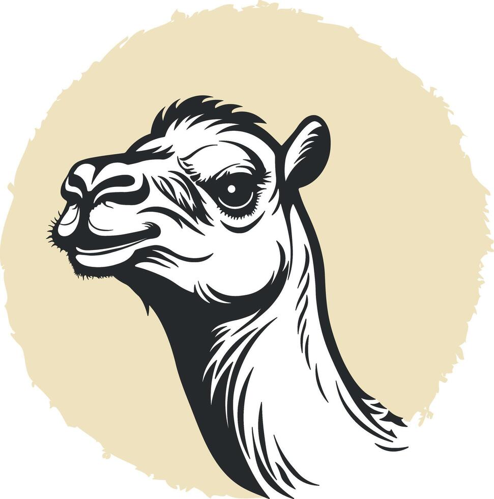 silhouette of a camel head on a yellow background vector