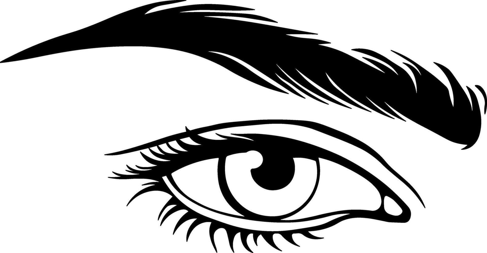 black silhouette of eyes with eyebrows vector