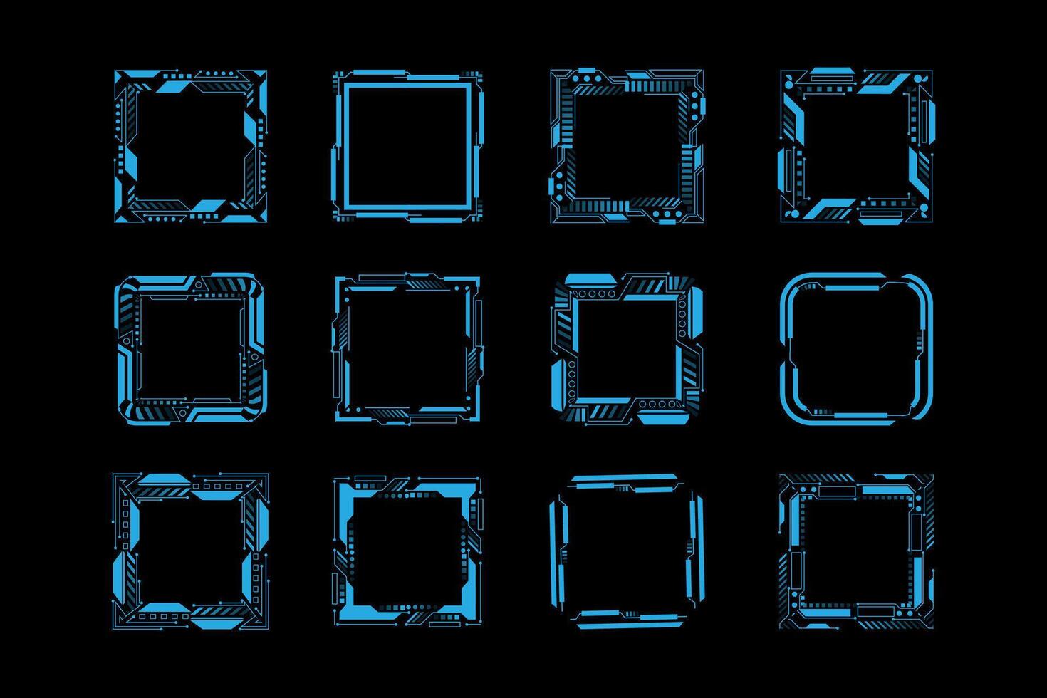 Abstract frame hud technology futuristic user interface design elements vector