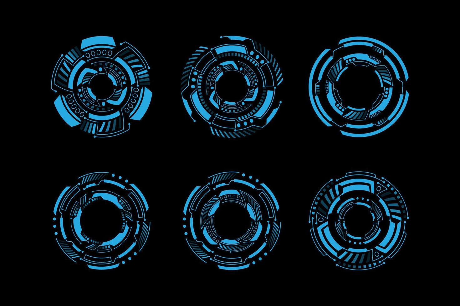 Futuristic sci-fi display circular elements, HUD futuristic user interface vector