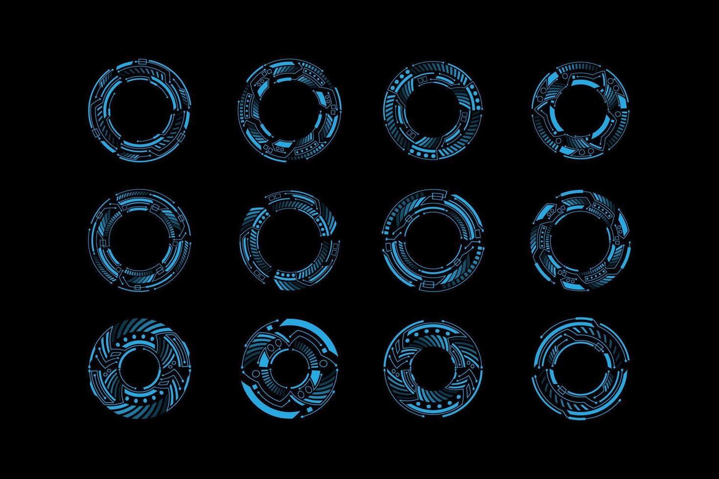 Hud circular blue hi-tech futuristic user interface design elements illustration vector
