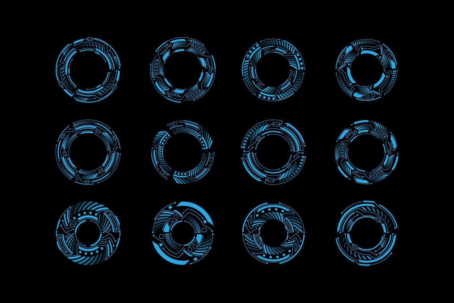 hud circular azul de alta tecnología futurista usuario interfaz diseño elementos ilustración vector