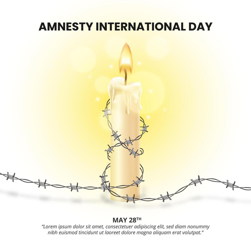 Amnesty International Day background with a candle and barbed wire vector