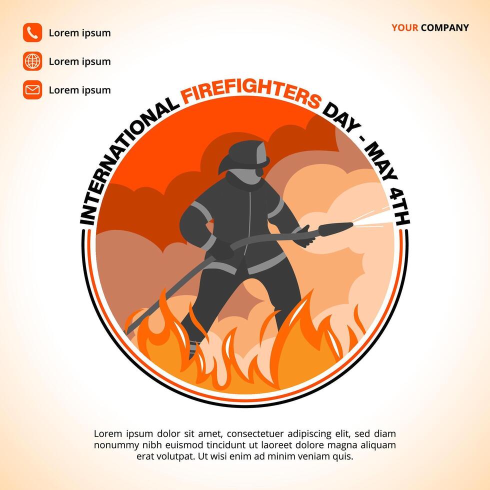 International Firefighters Day Background with a silhouette firefighter vector