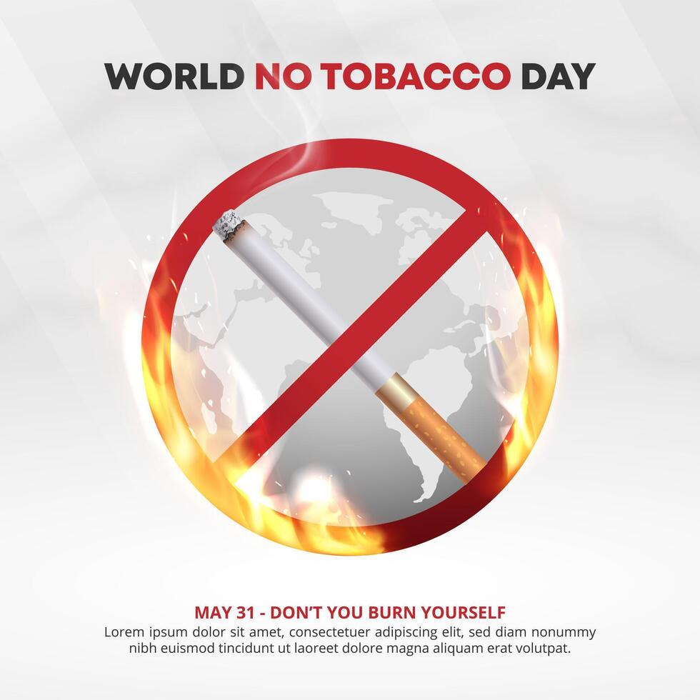 World No Tobacco Day background with a cigarette vector