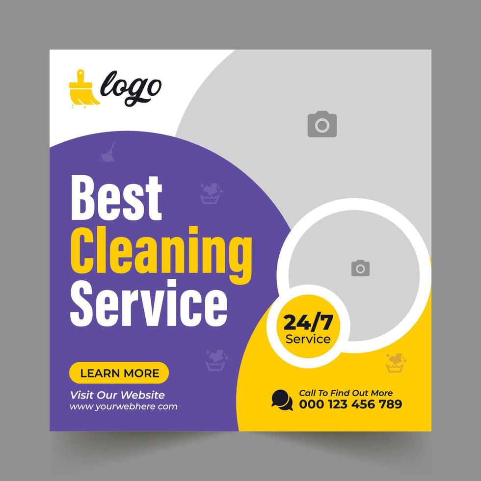 Cleaning service business promotion social media post banner vector