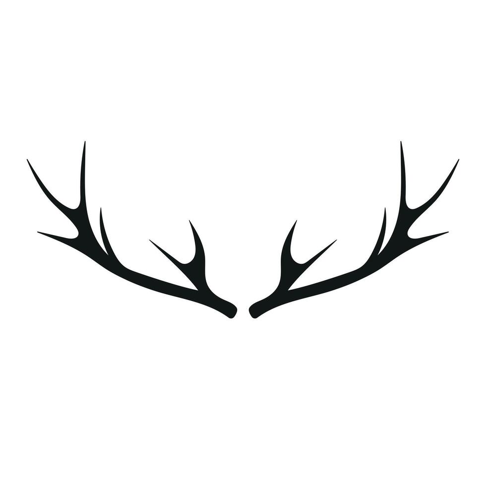 Deer horns. Illustration in black, isolated on a white background. vector