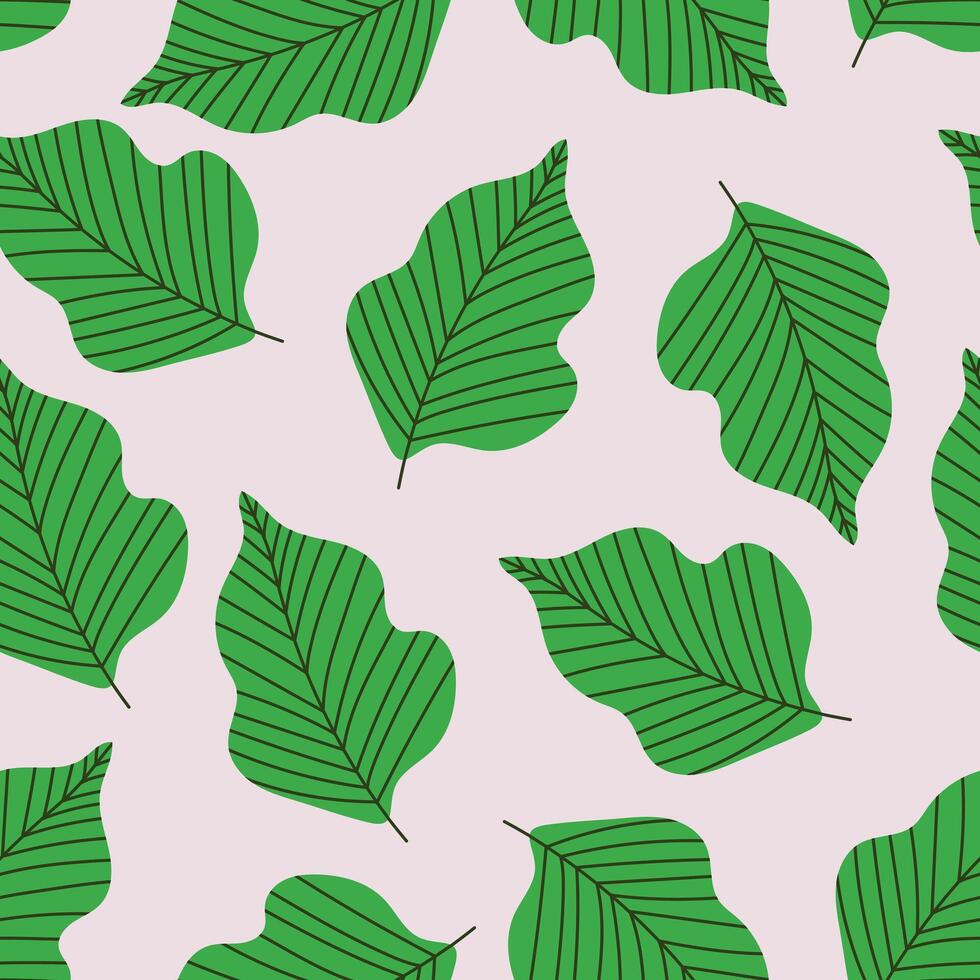 Seamless pattern of tropical leaves. Floral pattern, tropical plant line arts. Design for paper, covers, fabrics, home decoration and other users. vector