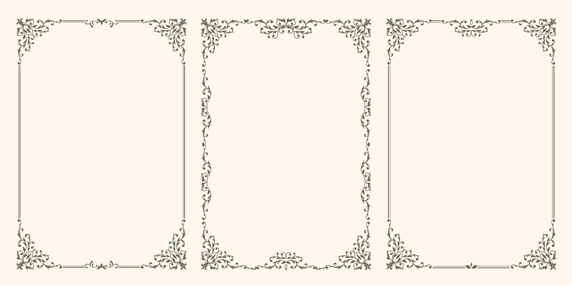 A set of beautiful frames with swirls vector