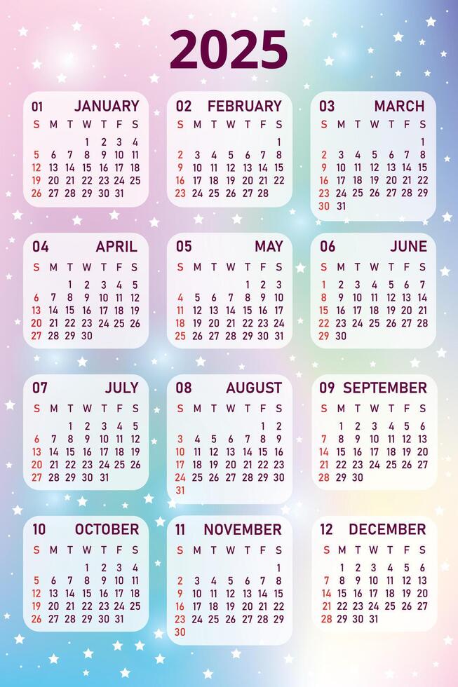 Calendar for 2025 vector