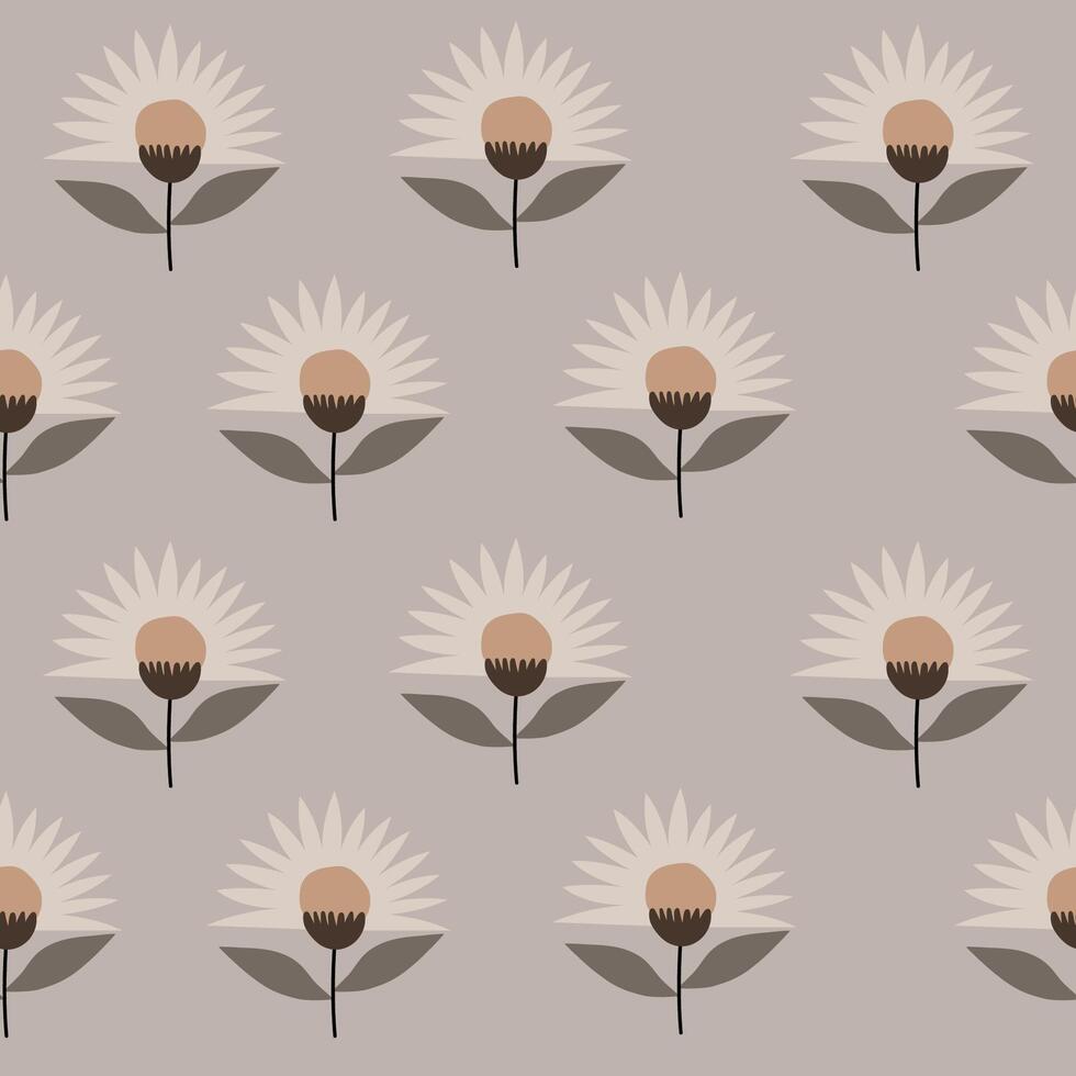 Boho pattern with neutral color. Nature motives, flowers, nursery pattern suitable for kids fabric pattern vector