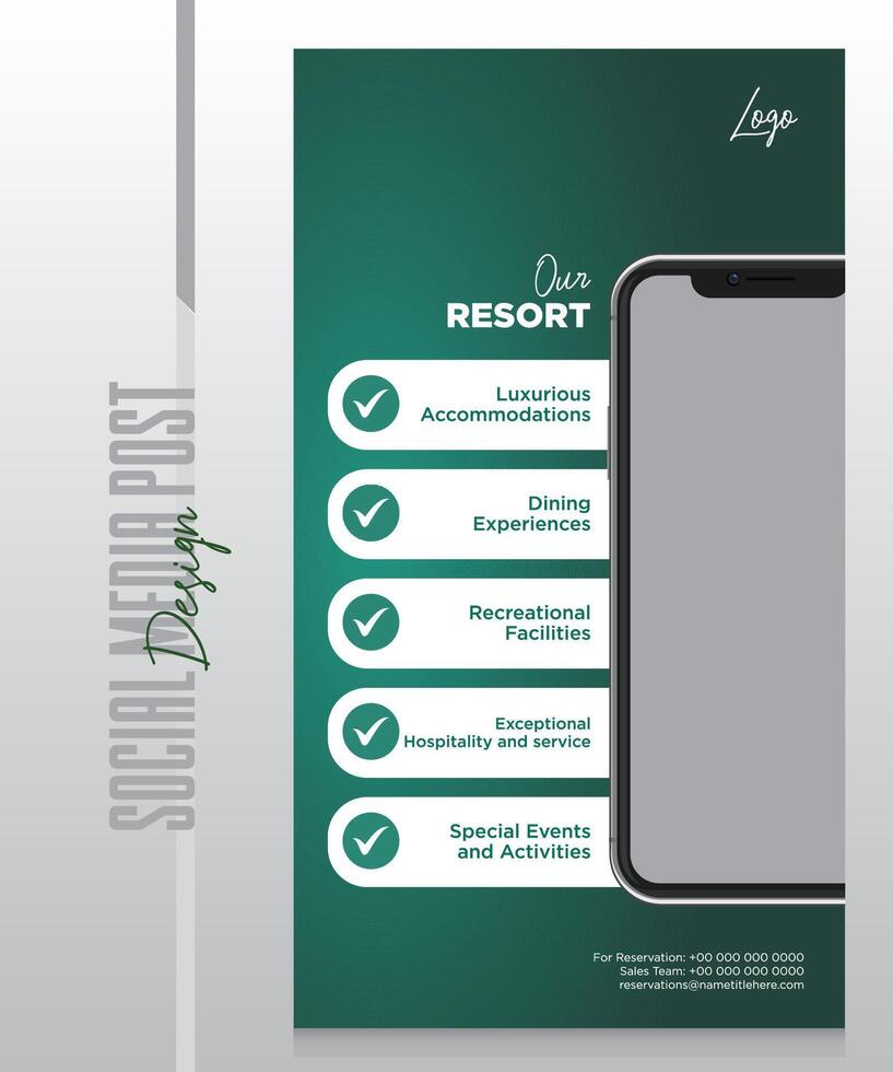 Eid festive hotel and resort social media post or web banner promo template vector