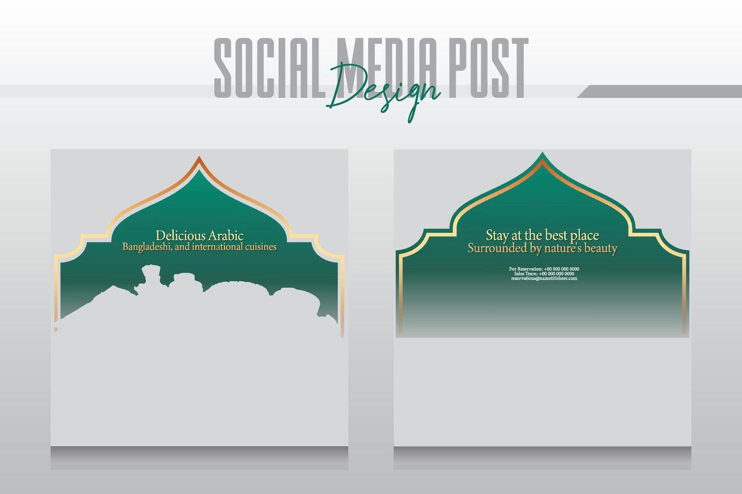 Eid festive hotel and resort social media post or web banner promo template vector