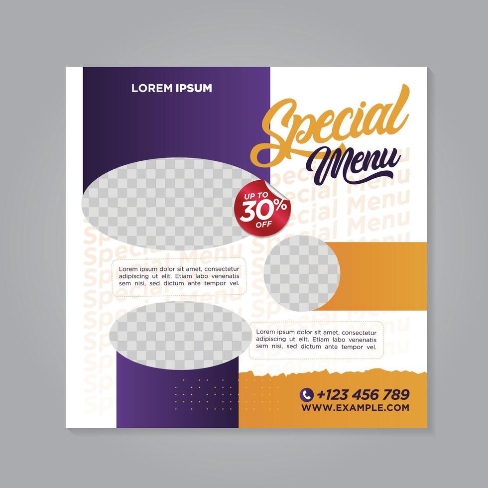 Restaurant food social media banner post design template vector