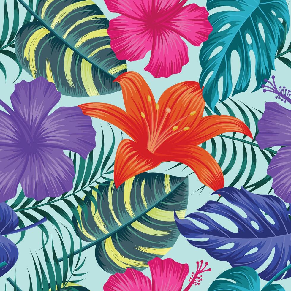 Floral seamless pattern with leaves. tropical background vector