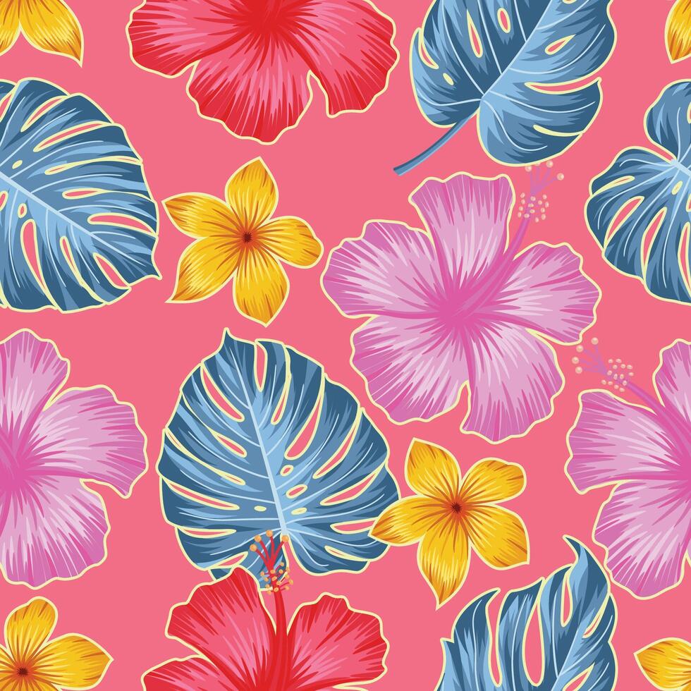 Floral seamless pattern with leaves. tropical background vector