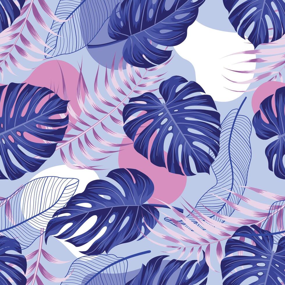 Floral seamless pattern with leaves. tropical background vector