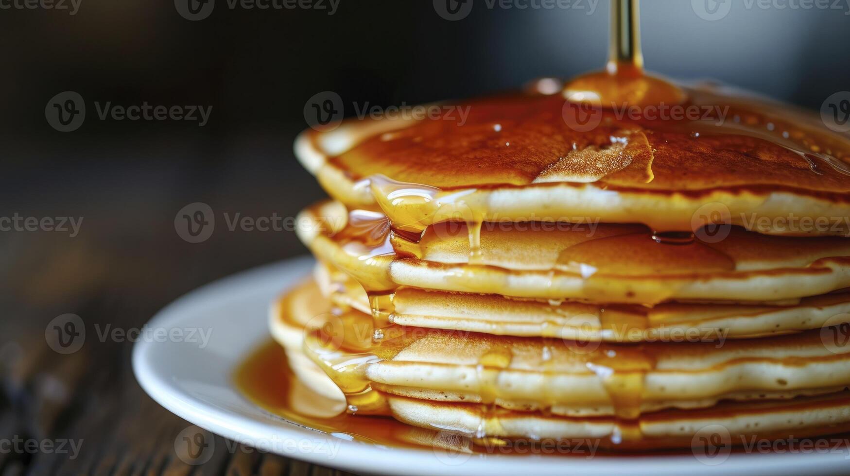 A Macro Photo of a Pancake Drenched in Syrup, Capturing the Irresistible Details of This Delicious Treat