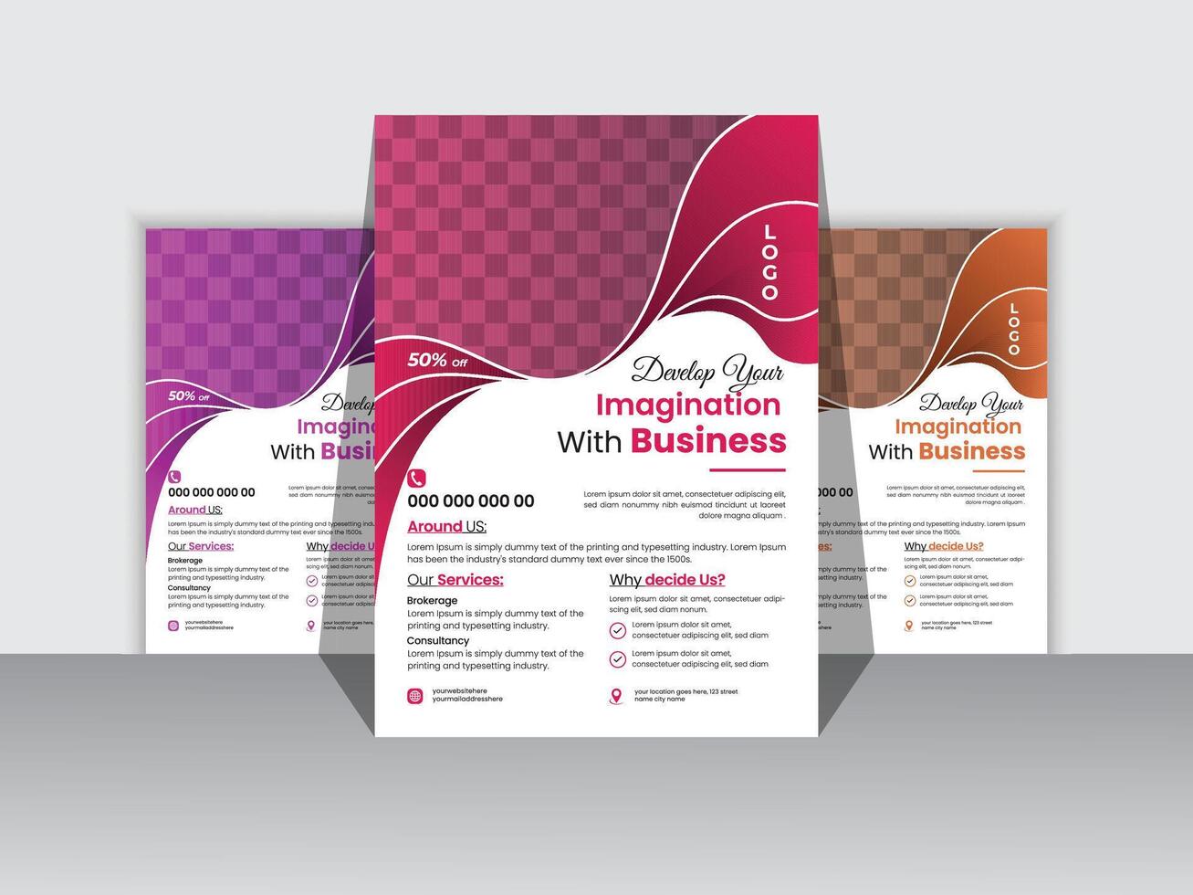 Corporate Business Flyer Design Template Free ,A4 size with bleed. vector