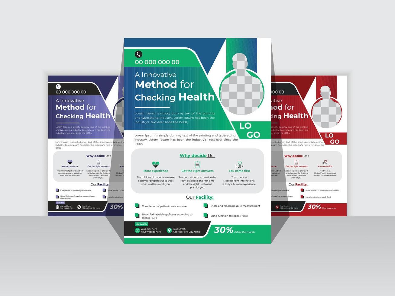 Modern Medical Flyer Template Design. Healthcare business flyer Template, Medical and healthcare modern flyer template. health doctor flyer design. vector