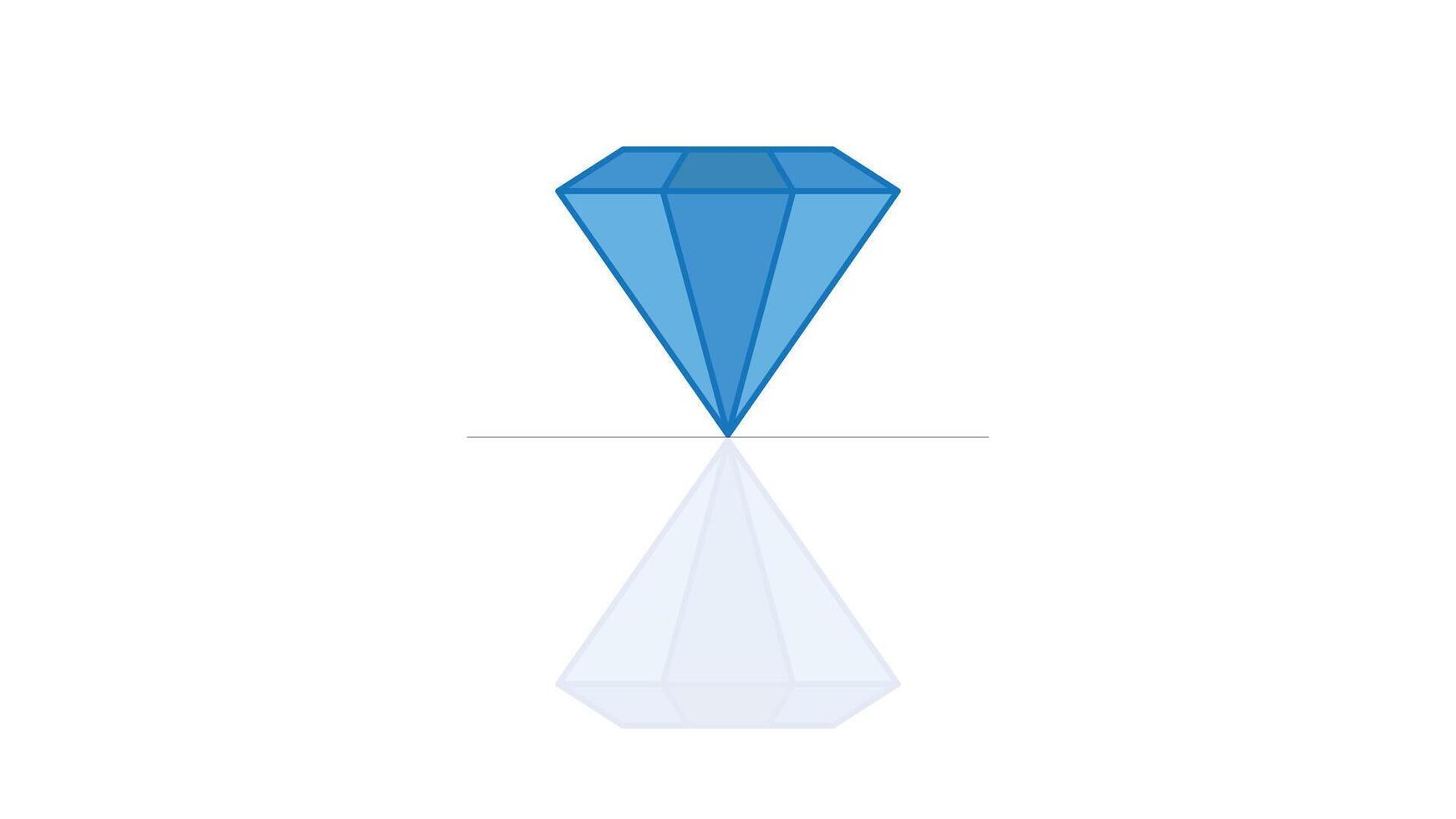 Blue diamond icon and mirroring vector