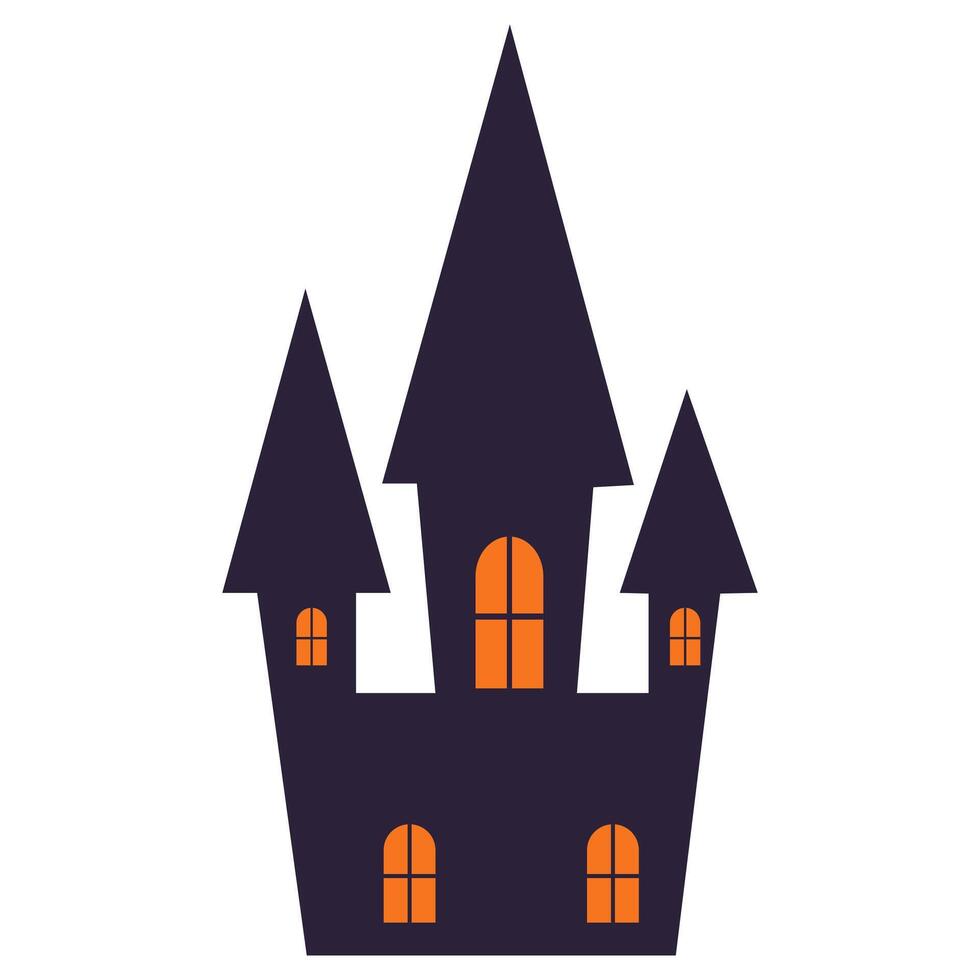 Silhouette of a castle with windows. Halloween illustration vector