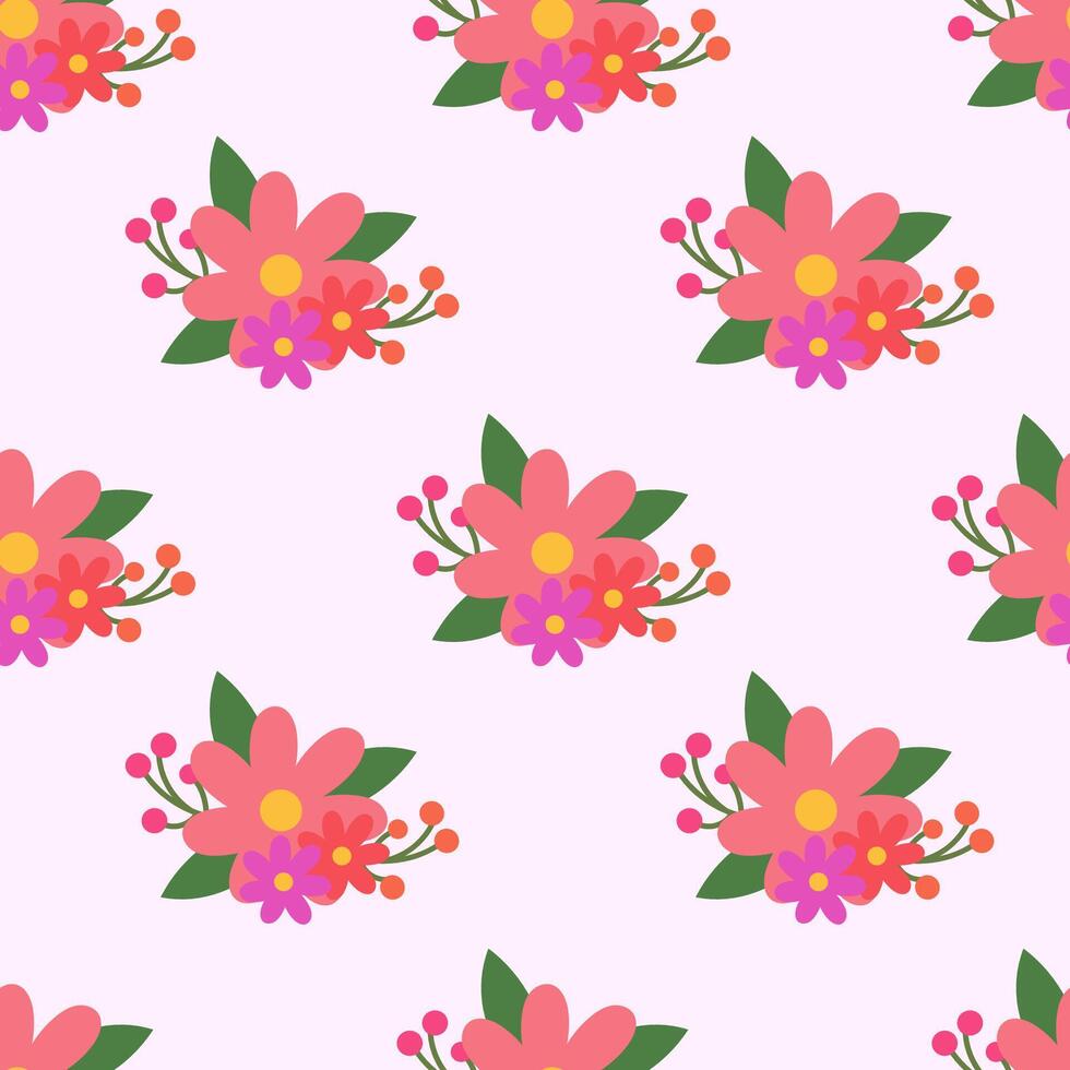 Seamless pattern with flower composition. Spring and summer floral background. Design for wallpaper, wrapping paper, wallpaper, fabric. flat illustration. vector