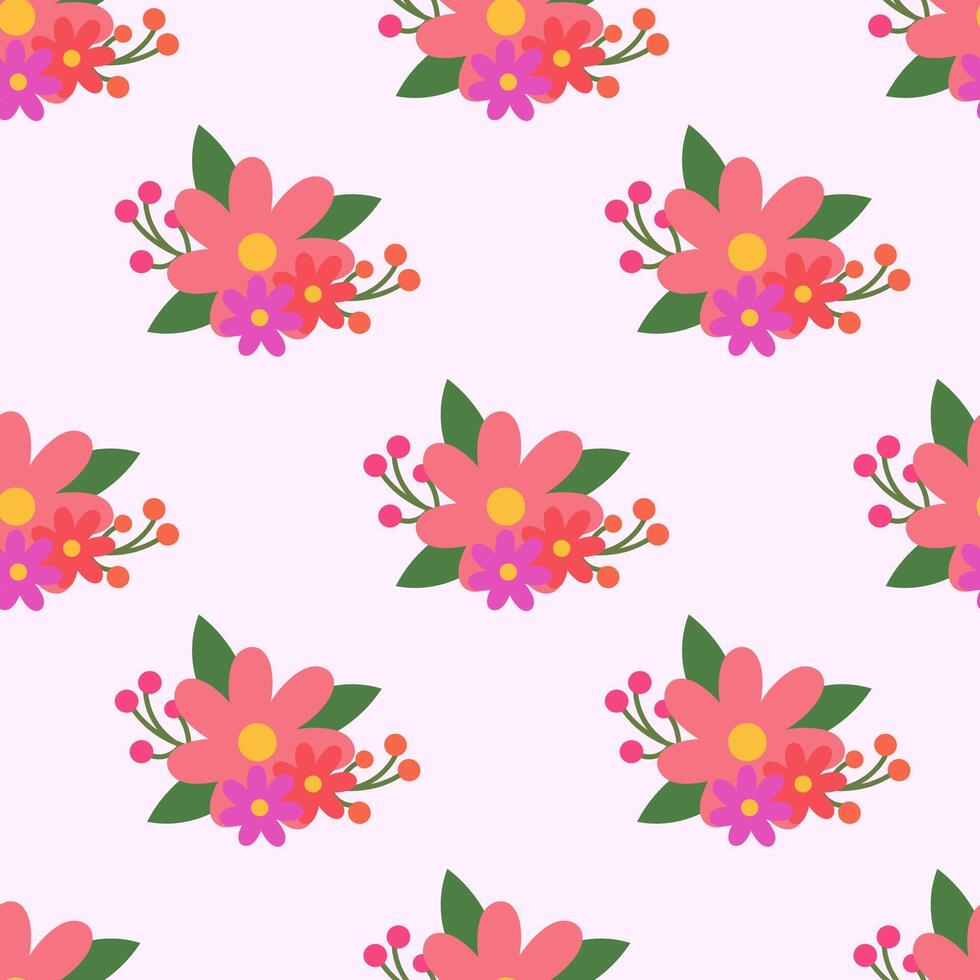 Seamless pattern with flower composition. Spring and summer floral background. Design for wallpaper, wrapping paper, wallpaper, fabric. flat illustration. vector