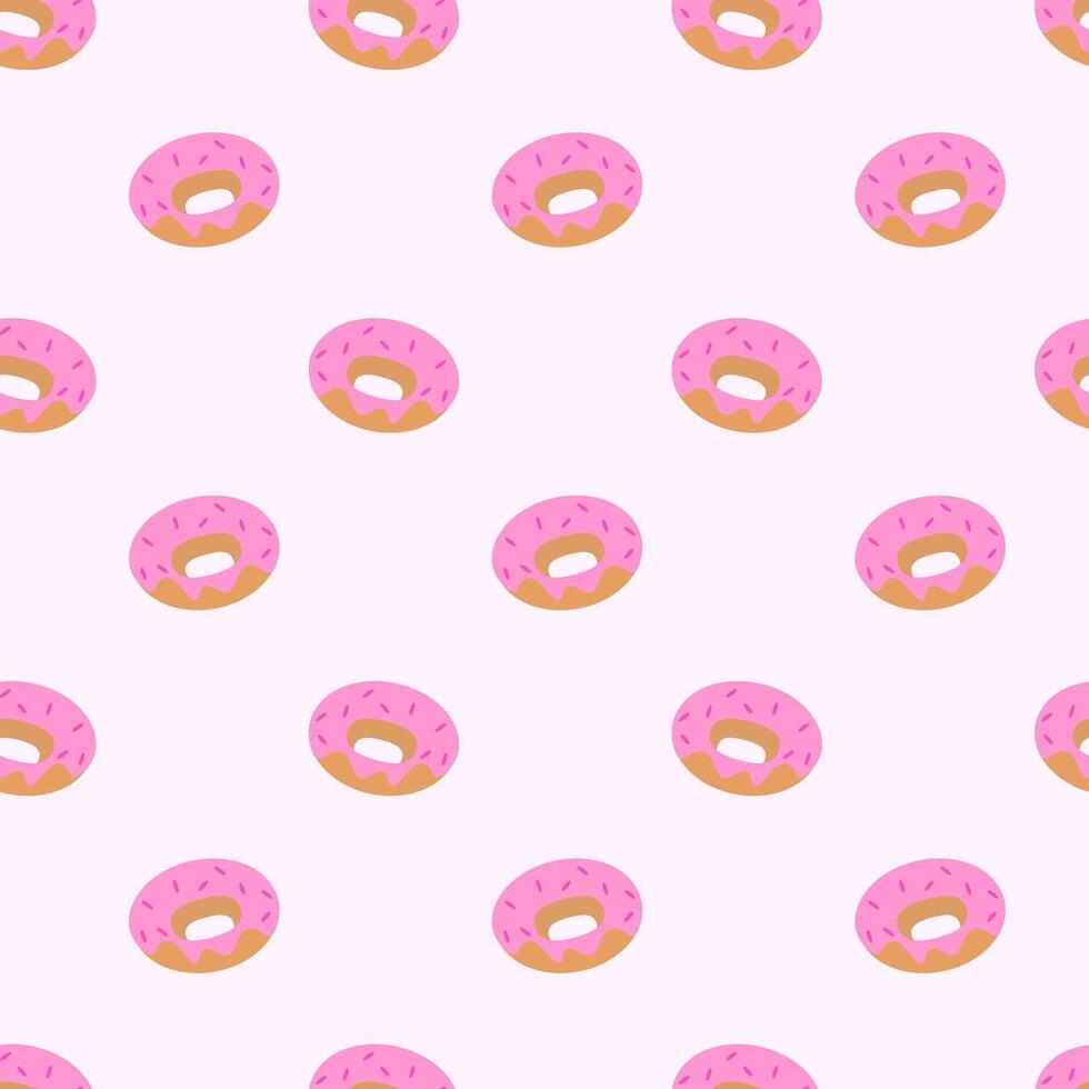 seamless pattern with donuts glaze and sprinkles. Kitchen food background. Doodle simple style. Flat illustration. vector