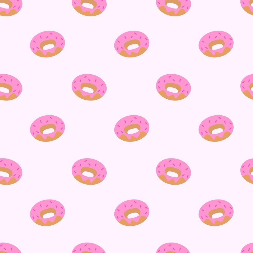 seamless pattern with donuts glaze and sprinkles. Kitchen food background. Doodle simple style. Flat illustration. vector